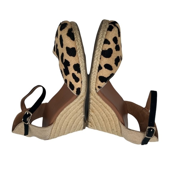 Aldo Tan Leather Cheetah Print Wedge Espadrille Heels Size 6 Women’s - Picture 5 of 10